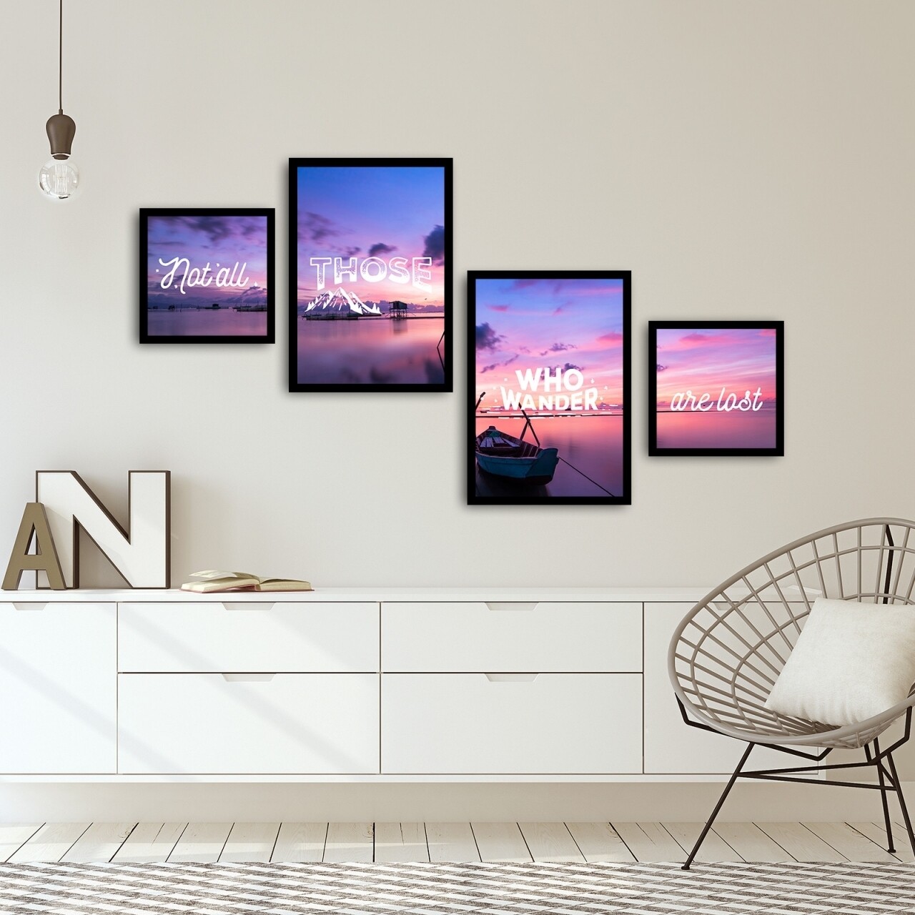 Set 4 tablouri decorative, Alpha Wall, Wander, 30x30/35x50 cm - imagine 3